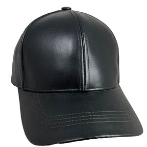 Genuine Leather Baseball Hat Cap USA Adjustable Black Emstate By Winner Black!